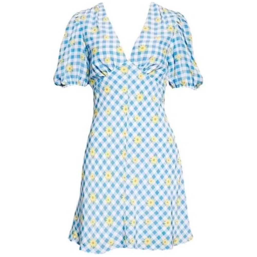NWT STAUD Blue and Yellow Checkered Dress size 0